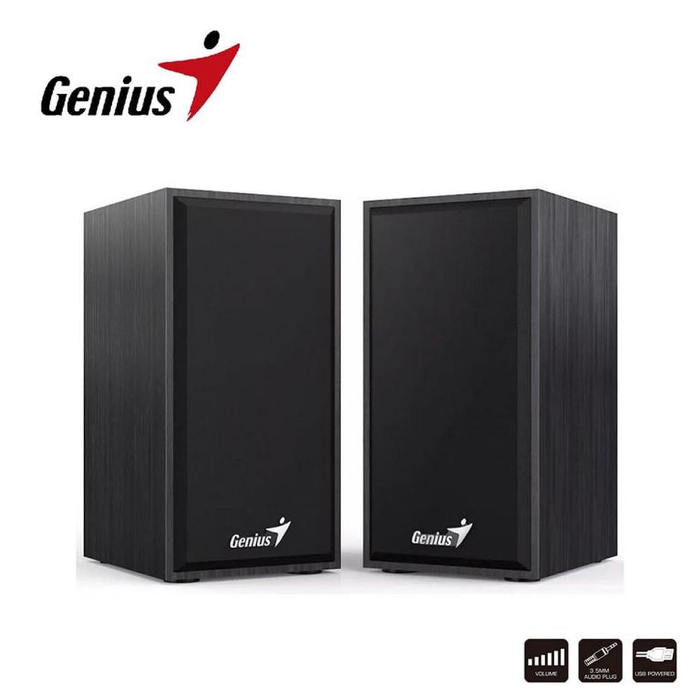 Parlantes GENIUS Stereo Speakers USB-WOODEN 35MM SP-HF180 Negro