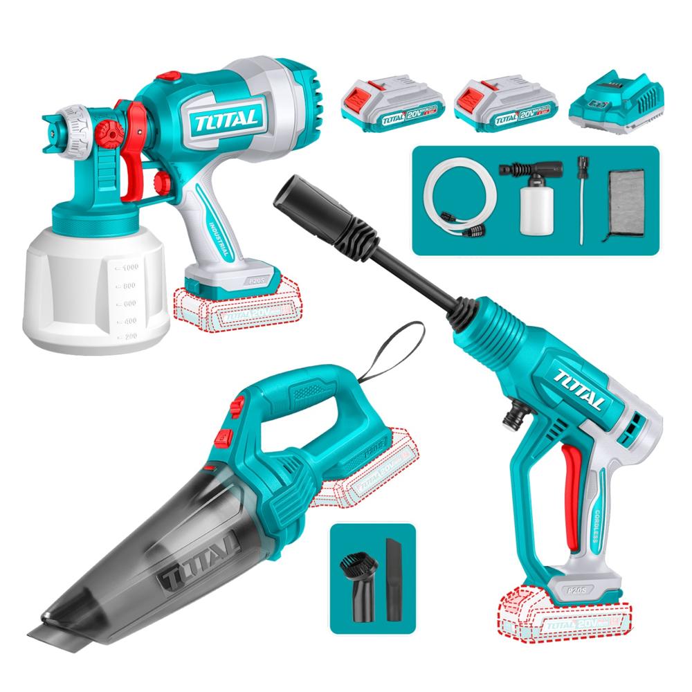 Combo Pistola para Pintar + Hidrolavadora + Aspiradora 20v Total TOSLI230522