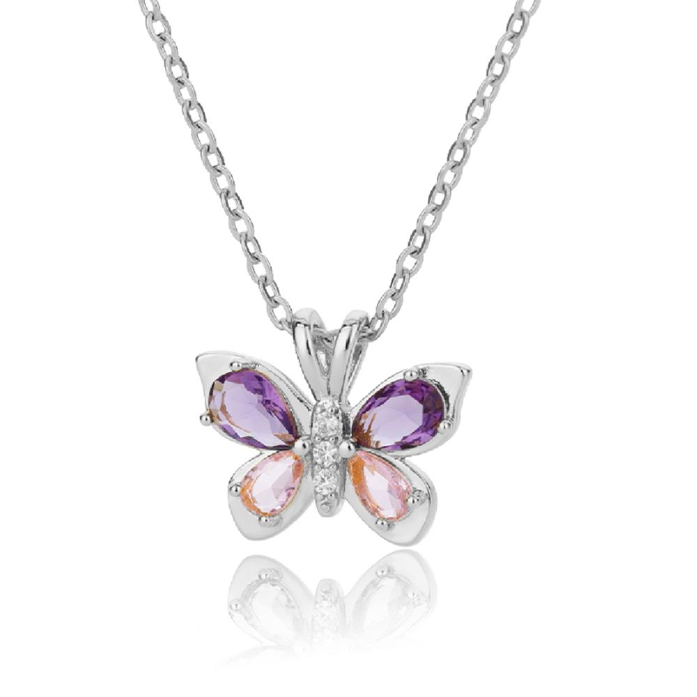 Collar de Dama Mariposa Plateado ,regalo Perfecto