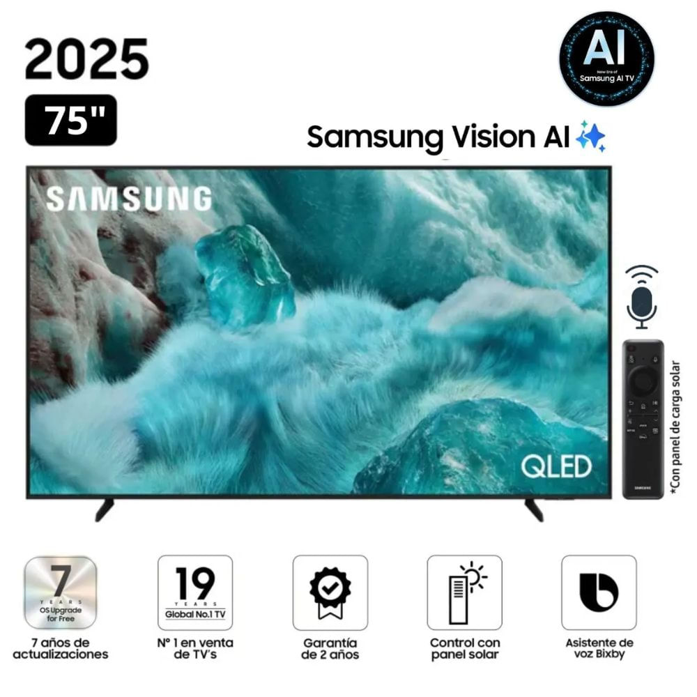 Televisor Samsung QLED 75"" Visión AI Smart TV QN75Q7FAAGXPE - Nuevo 2025