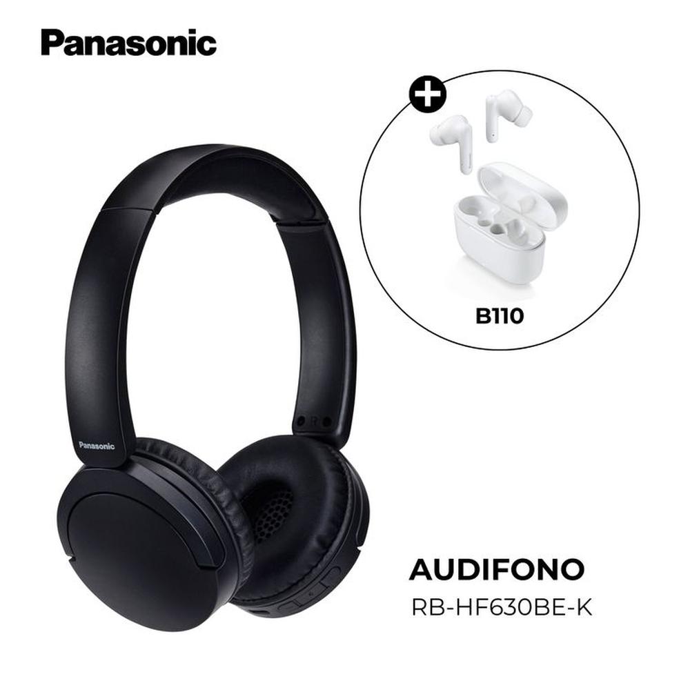 Audífono Bluetooth On Ear Panasonic HF630 Negro - 72 Horas + Audífono B110 Blanco