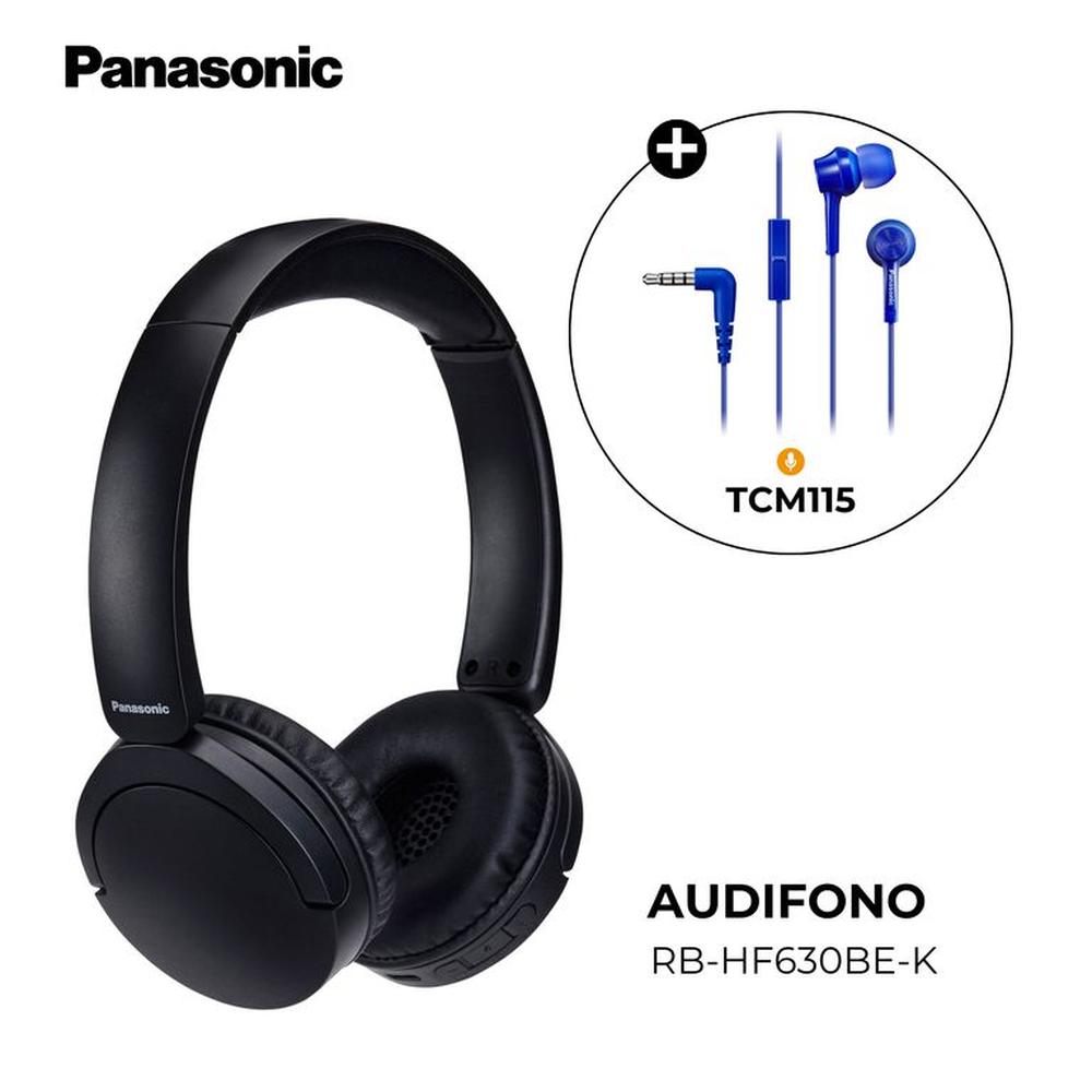 Audífono Bluetooth On Ear Panasonic HF630 Negro - 72 Horas + TCM115 Azul