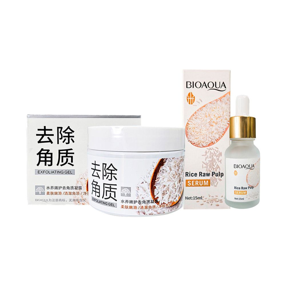 Gel Exfoliante 140gr + Serum Facial Arroz 15ml Bioaqua Gel Exfoliante 140gr + Serum Facial Arroz 15ml Bioaqua