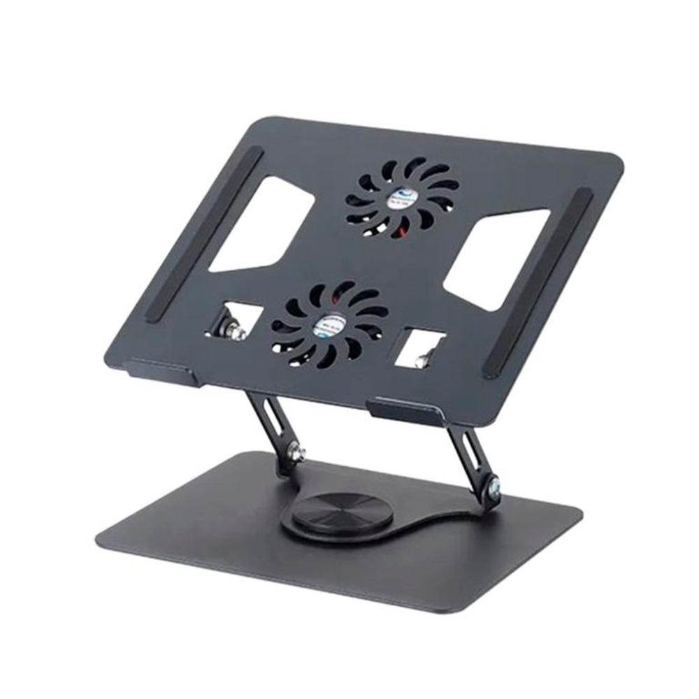 Soporte de Aluminio S&T para laptop 11-18"" Gira 360° Ventilador Doble  HL906F Negro