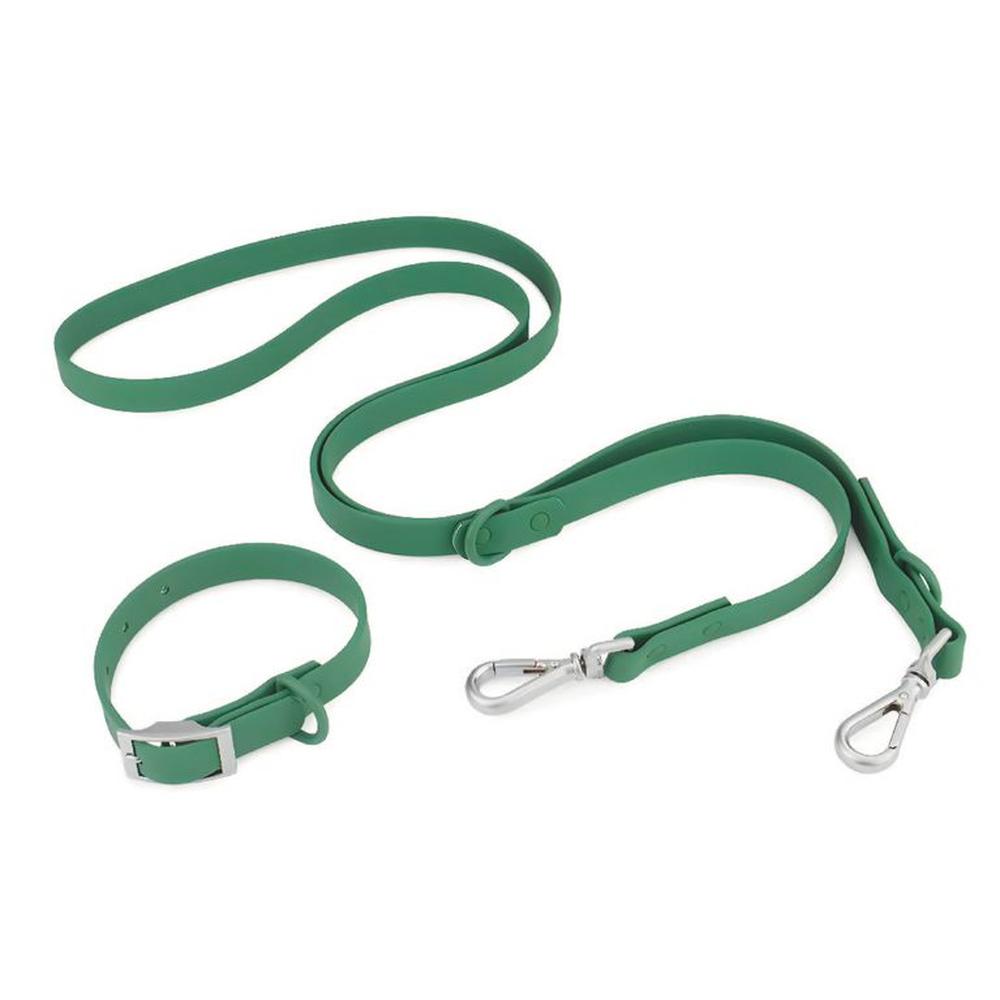 Correa y Collar PVC Impermeable Para Perros Verde - Talla S Correa y Collar PVC Impermeable Para Perros Verde - Talla S