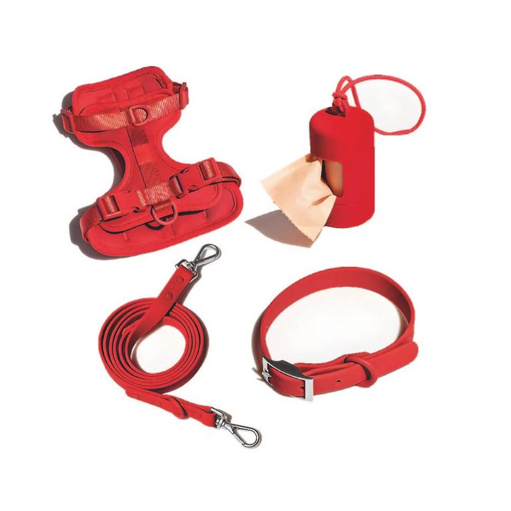 Pack Arnés + Collar + Correa + Dispensador Rojo - Talla S Pack Arnés + Collar + Correa + Dispensador Rojo - Talla S