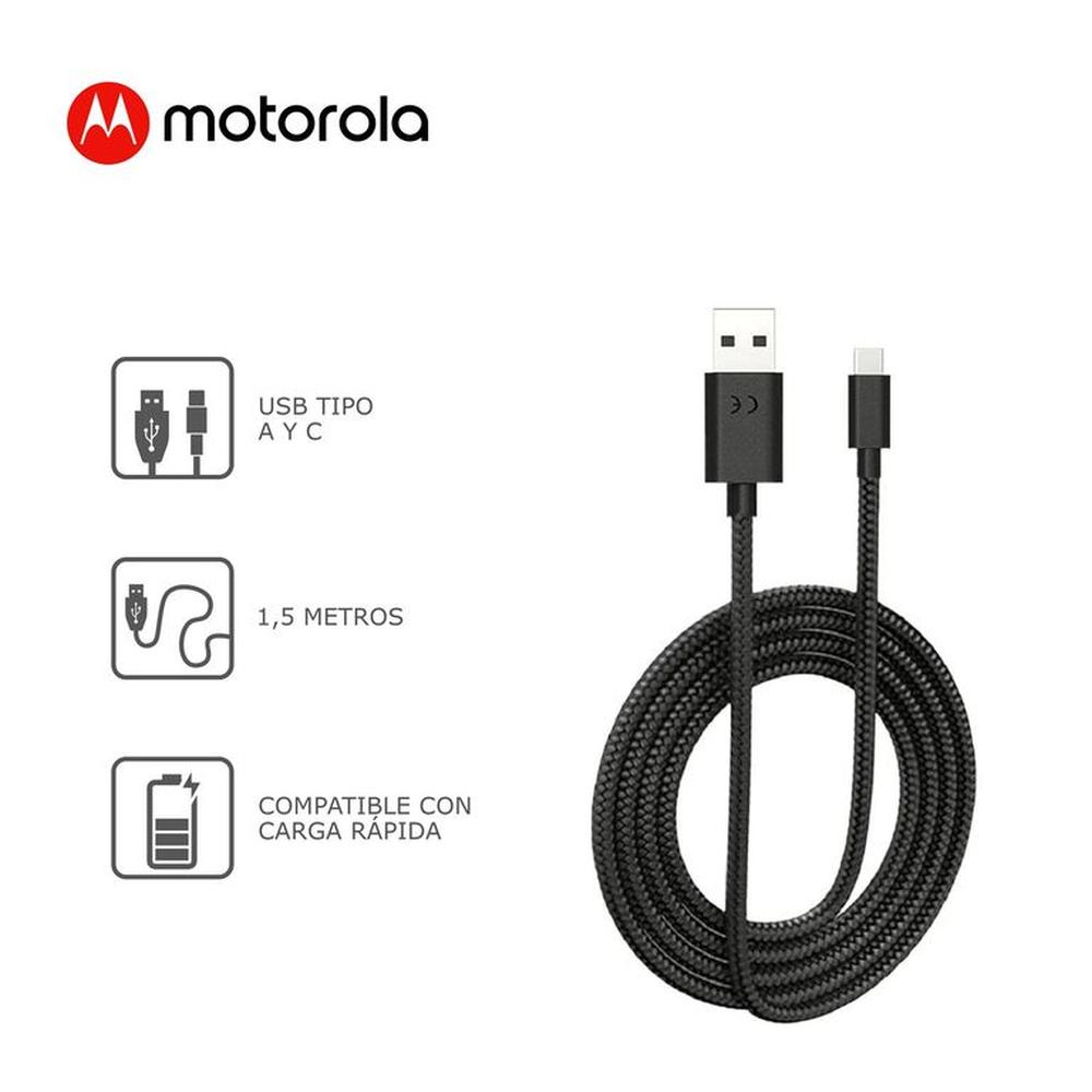 Cable Motorola USB-A a USB-C 15m Trensado Premium SJCX0ACB15 Negro Cable Motorola USB-A a USB-C 15m Trensado Premium SJCX0ACB15 Negro