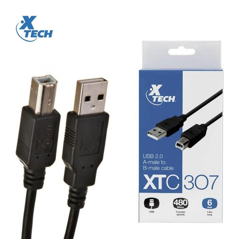 Cable XTECH XTC-307 USB-A Macho 2.0 A USB-B 480MBPS Cable XTECH XTC-307 USB-A Macho 2.0 A USB-B 480MBPS