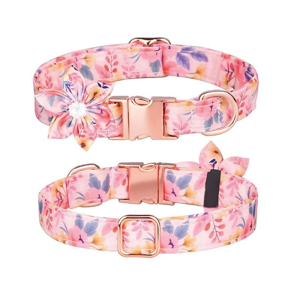 Collar Floral Para Mascotas Rosado - Talla L Collar Floral Para Mascotas Rosado - Talla L