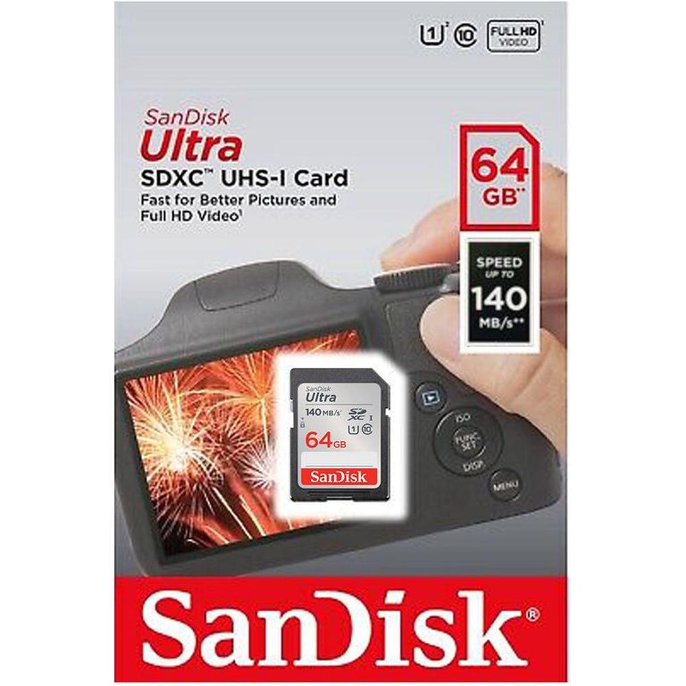 Memoria SD Sandisk Ultra SDXC 64gb UHS-I Clase-10 U1 140mbs Memoria SD Sandisk Ultra SDXC 64gb UHS-I Clase-10 U1 140mbs