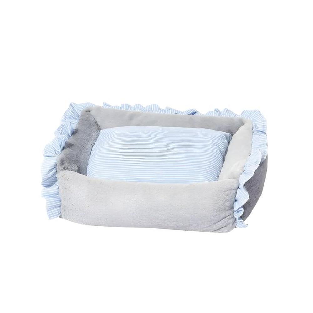 Cama Para Perros Suave Piel De Conejo GrisCeleste - Talla S
