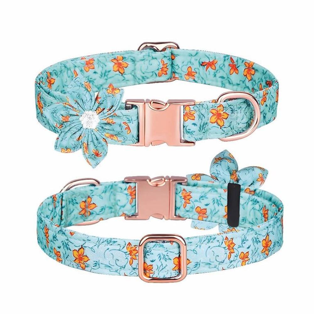 Collar Floral Para Mascotas Turquesa - Talla L Collar Floral Para Mascotas Turquesa - Talla L