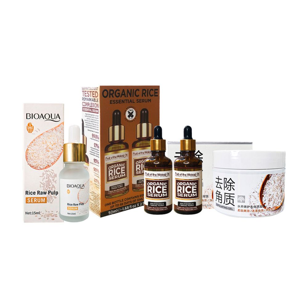 Serum Organico 50ml + Gel exfoliante 140Gr + Serum Facial Arroz 15ml Serum Organico 50ml + Gel exfoliante 140Gr + Serum Facial Arroz 15ml