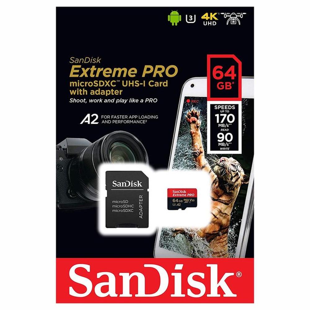 Memoria Micro SD Sandisk Extreme Pro 64GB 4k 170Mbs Memoria Micro SD Sandisk Extreme Pro 64GB 4k 170Mbs