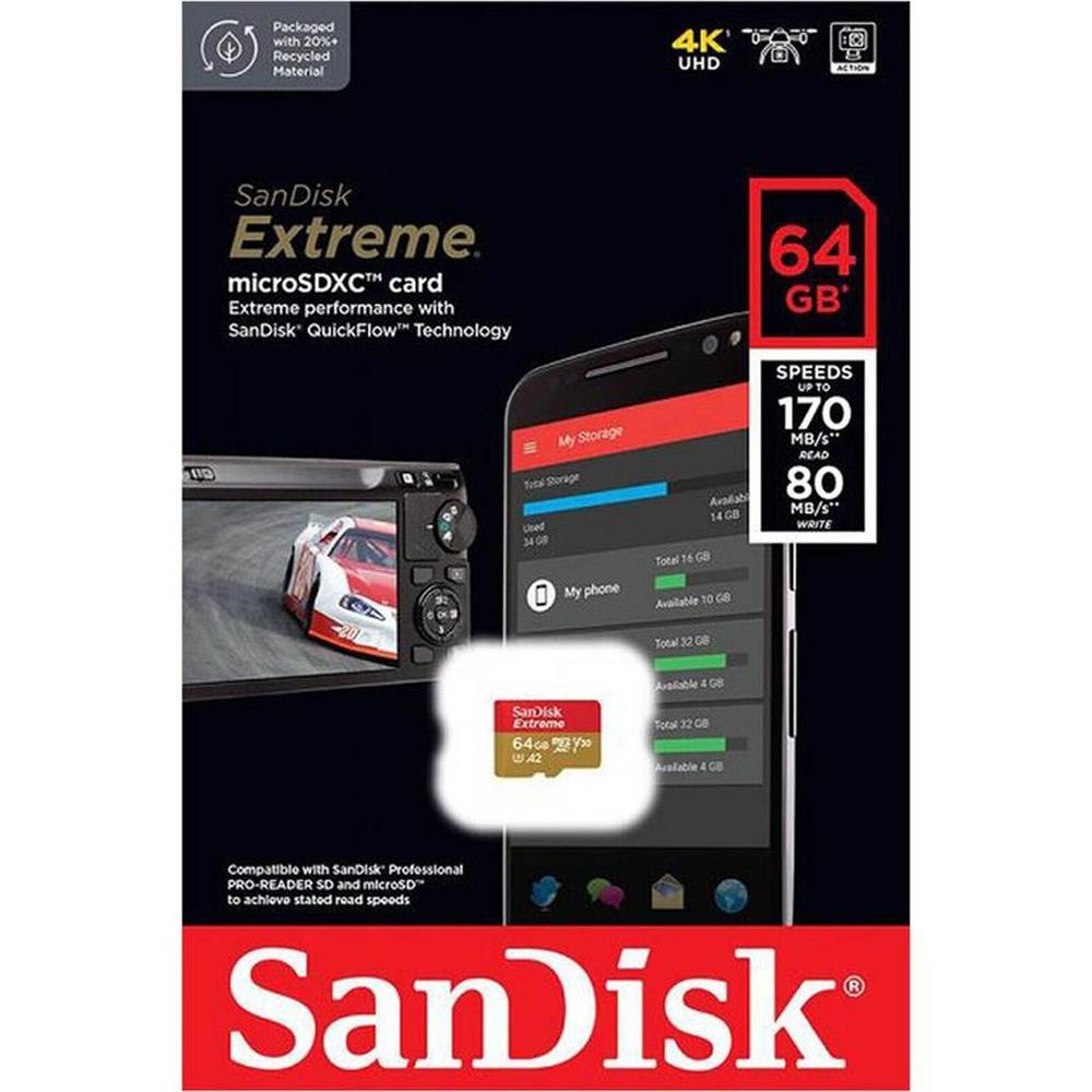 Memoria MicroSD Sandisk Extreme64GB UHS-I Card U3 A2 170mbps Memoria MicroSD Sandisk Extreme64GB UHS-I Card U3 A2 170mbps