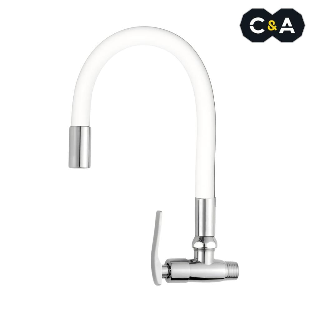 Llave de Lavadero Flexible a la Pared Blanco C&A Llave de Lavadero Flexible a la Pared Blanco C&A