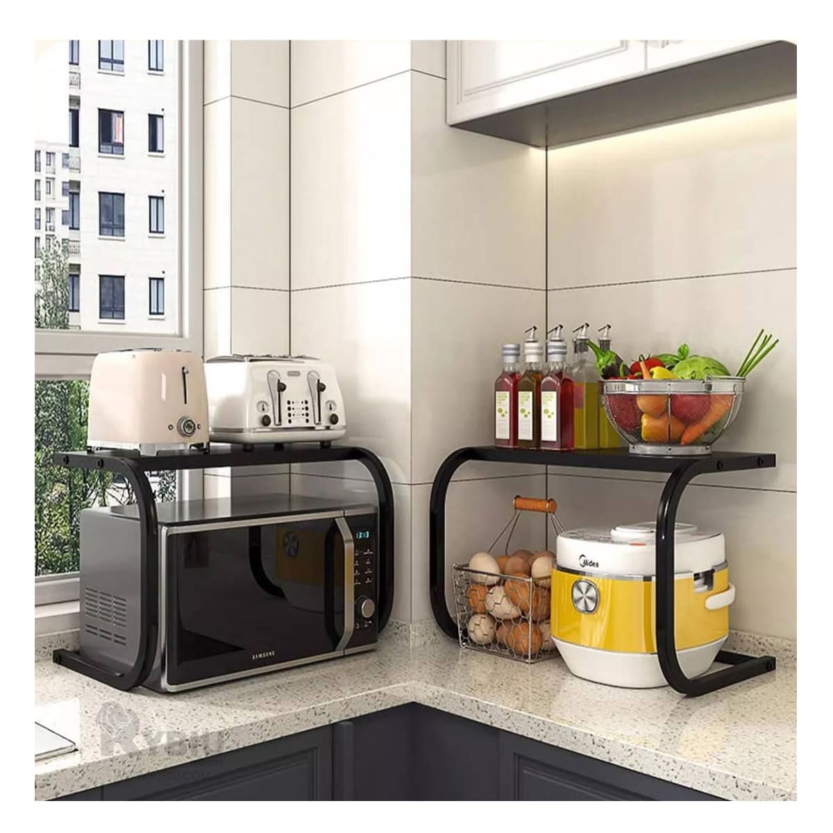 Estante Multiuso para el Hogar en Tono Gris Y+Stickers