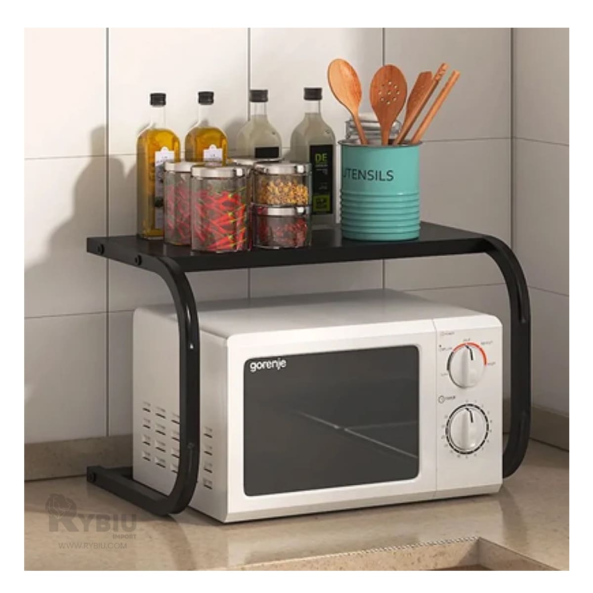 Estante de Almacenamiento para Microondas en Color Gris