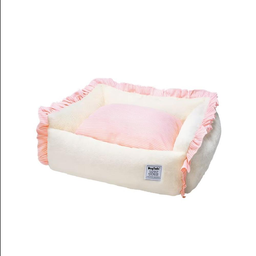 Cama Para Perros Suave Piel De Conejo AmarilloRosa - Talla M