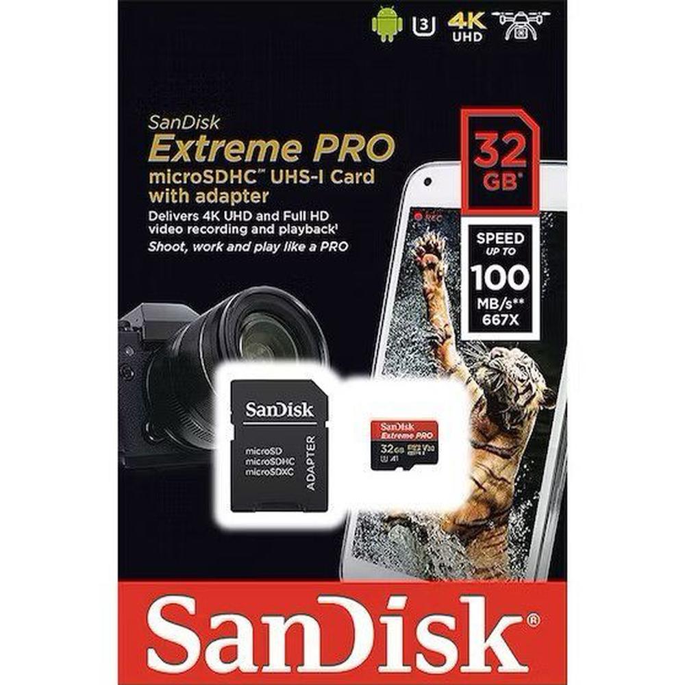 Sandisk Memoria MicroSD 32GB Extreme Pro 4k U3 UHS-I 100Mbps Sandisk Memoria MicroSD 32GB Extreme Pro 4k U3 UHS-I 100Mbps