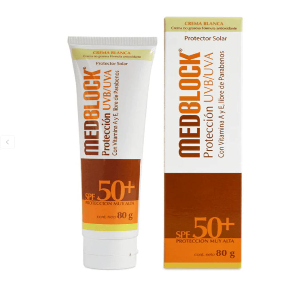 Protector Solar MedBlock SPF 50 80 gr Crema blanca