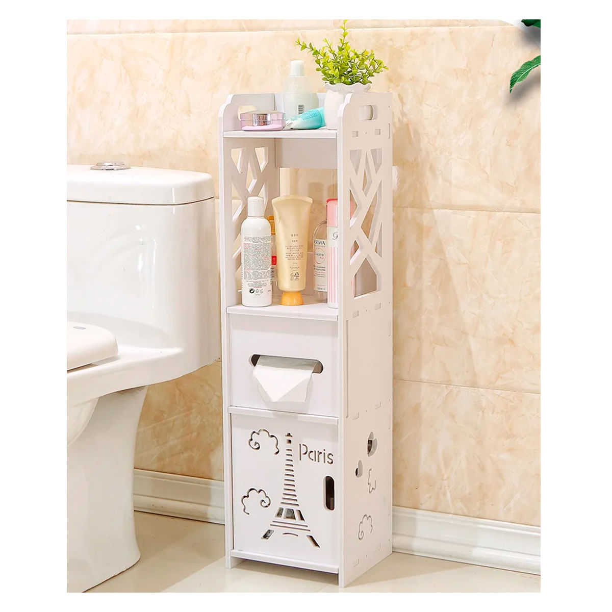 Organizador Estante De Madera MDF Para Baño Puerta Papel Toalla Multiuso SJ216