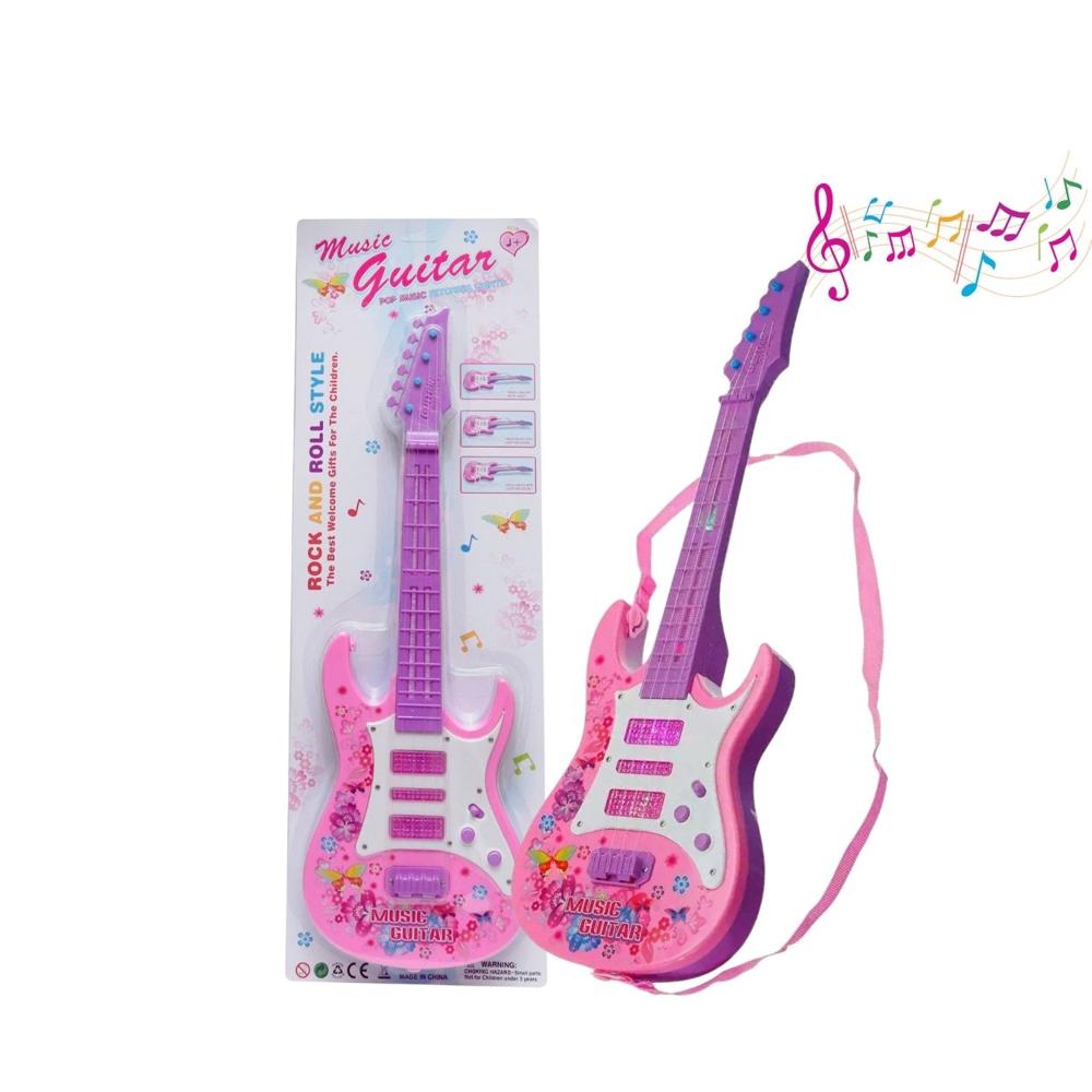 Guitarra Eléctrica Infantil Rosa con Luz y Sonido para Niña