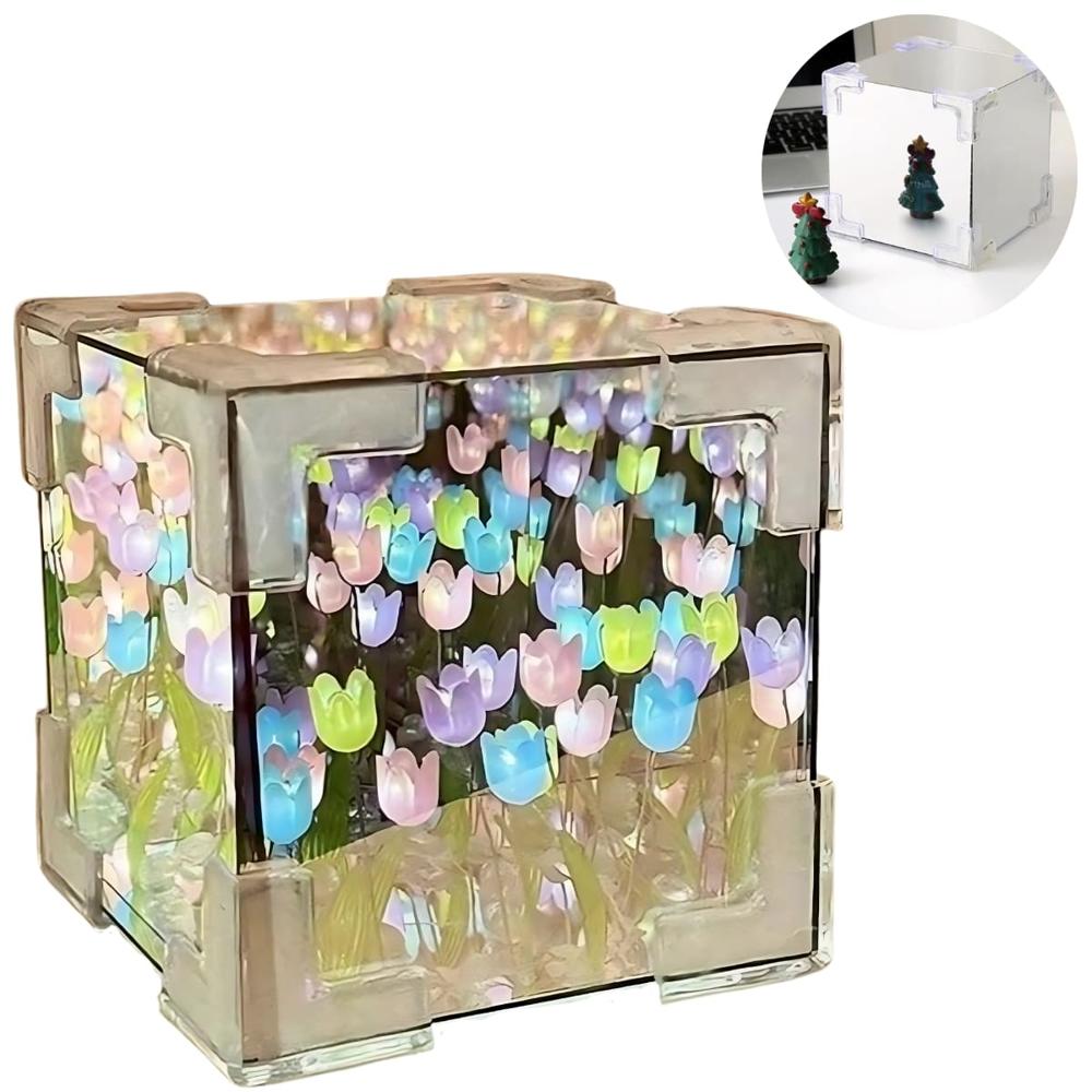 Lámpara Led Cubo de Tulipanes Decorativa de Fondo Infinito Mixto 744CM02