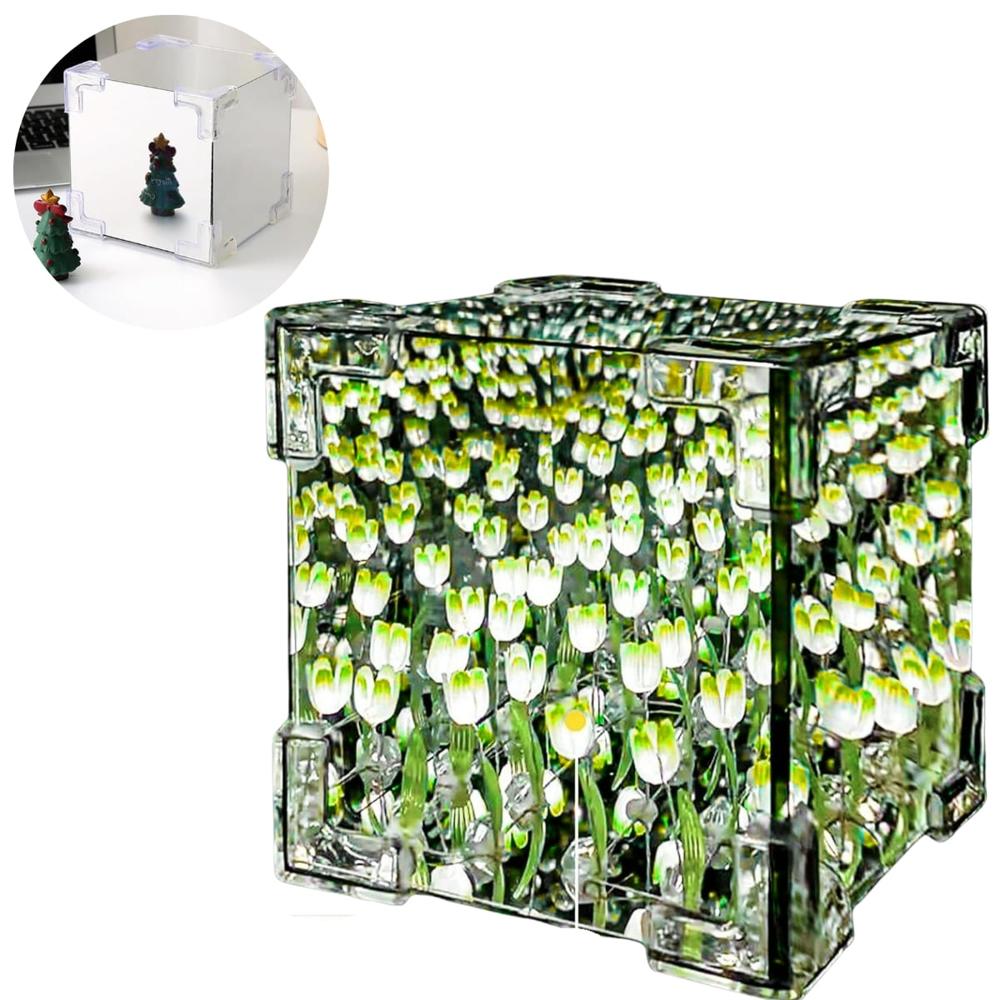 Lámpara Led Cubo de Tulipanes Decorativa de Fondo Infinito Amarillo 742CA02