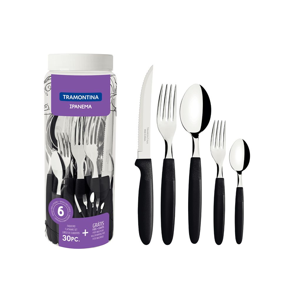 Juego De Cubiertos X30 Pzas Ipanema Negro 10390010