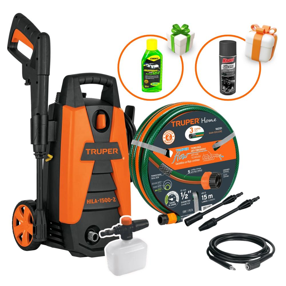 Hidrolavadora 1500PSI + Manguera de 15m + Shampu + Silicona 102095-16051-036273-SM20043044