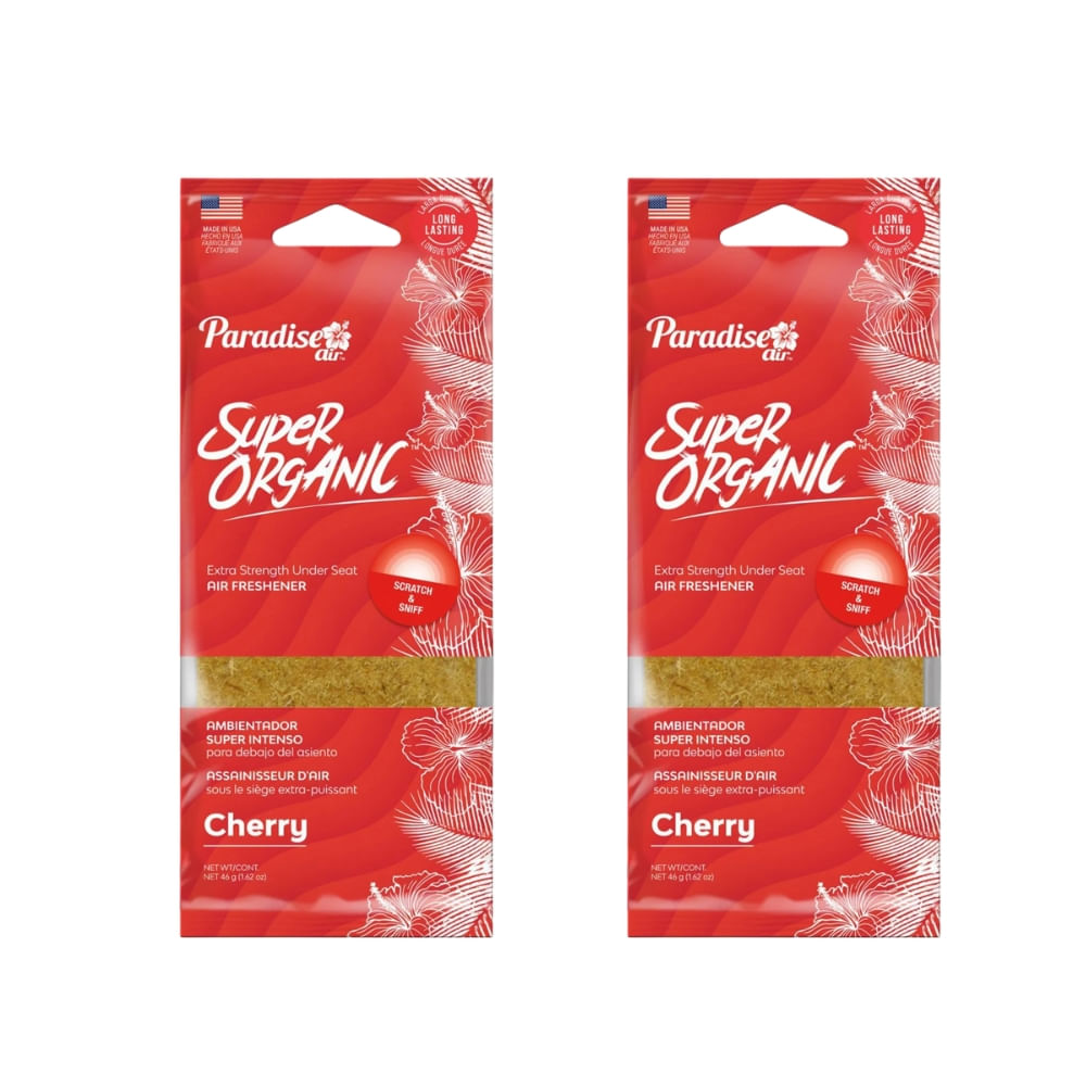 Super Organic Paradise Ambientador De Auto Pack X2 Unidades Cherry