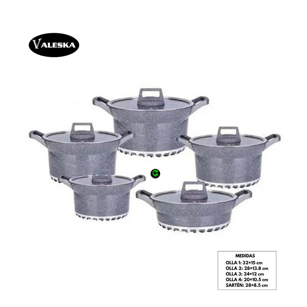 Juego de Ollas Roca Volcánica 10 Piezas Valeska VL-LET010