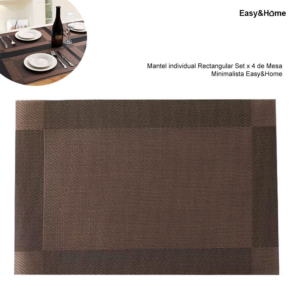 Mantel individual Rectangular Set x 4 Easy&Home Marrón Oscuro
