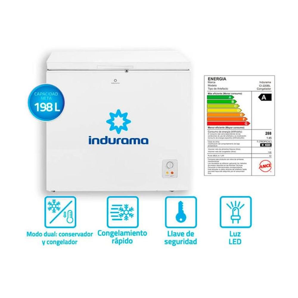 CONGELADORA INDURAMA CI-220BL 198LITROS DEFROST BLANCO CONGELADORA INDURAMA CI-220BL 198LITROS DEFROST BLANCO