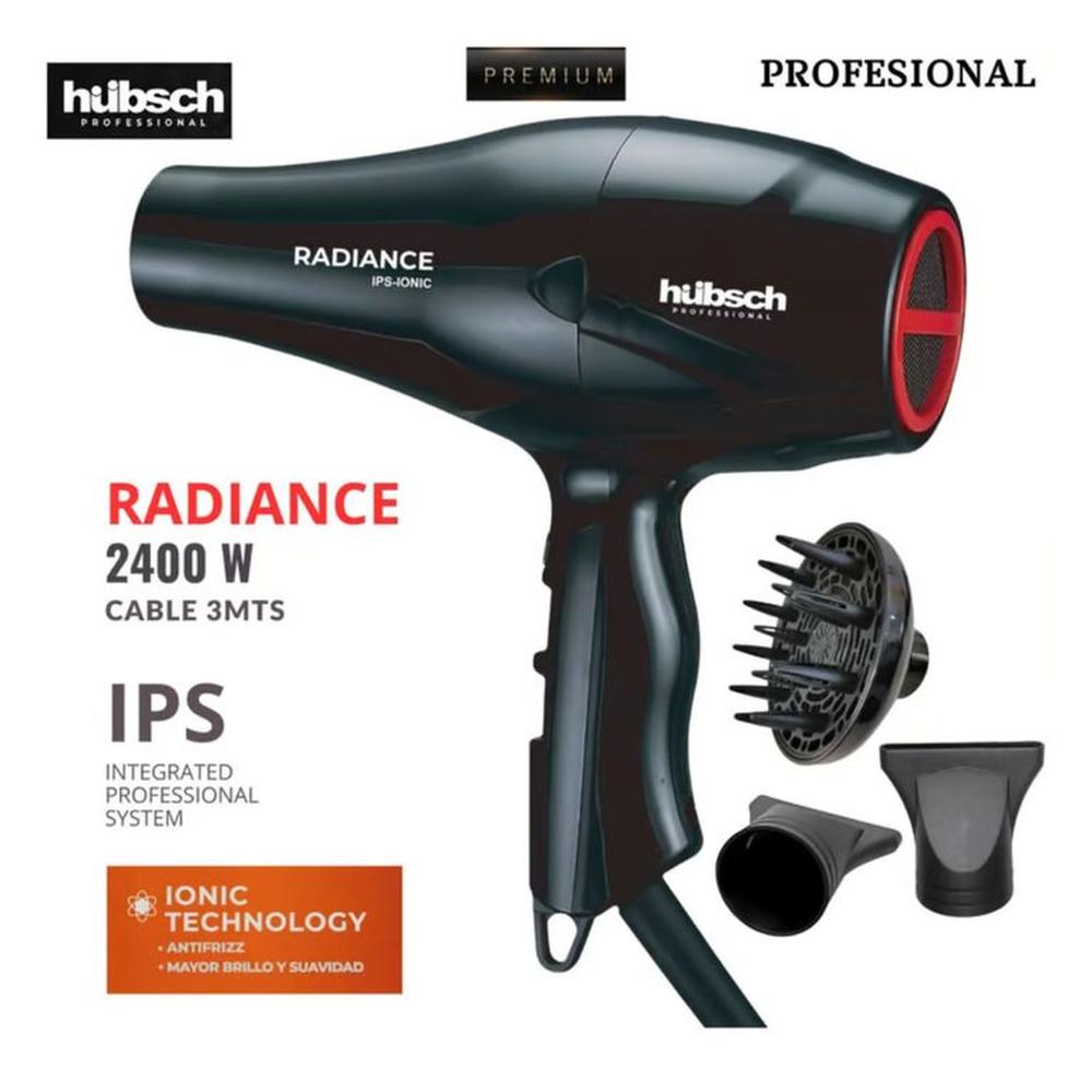 Secador de Cabello Profesional Premium 2400W HUBSCH RADIANCE Negro
