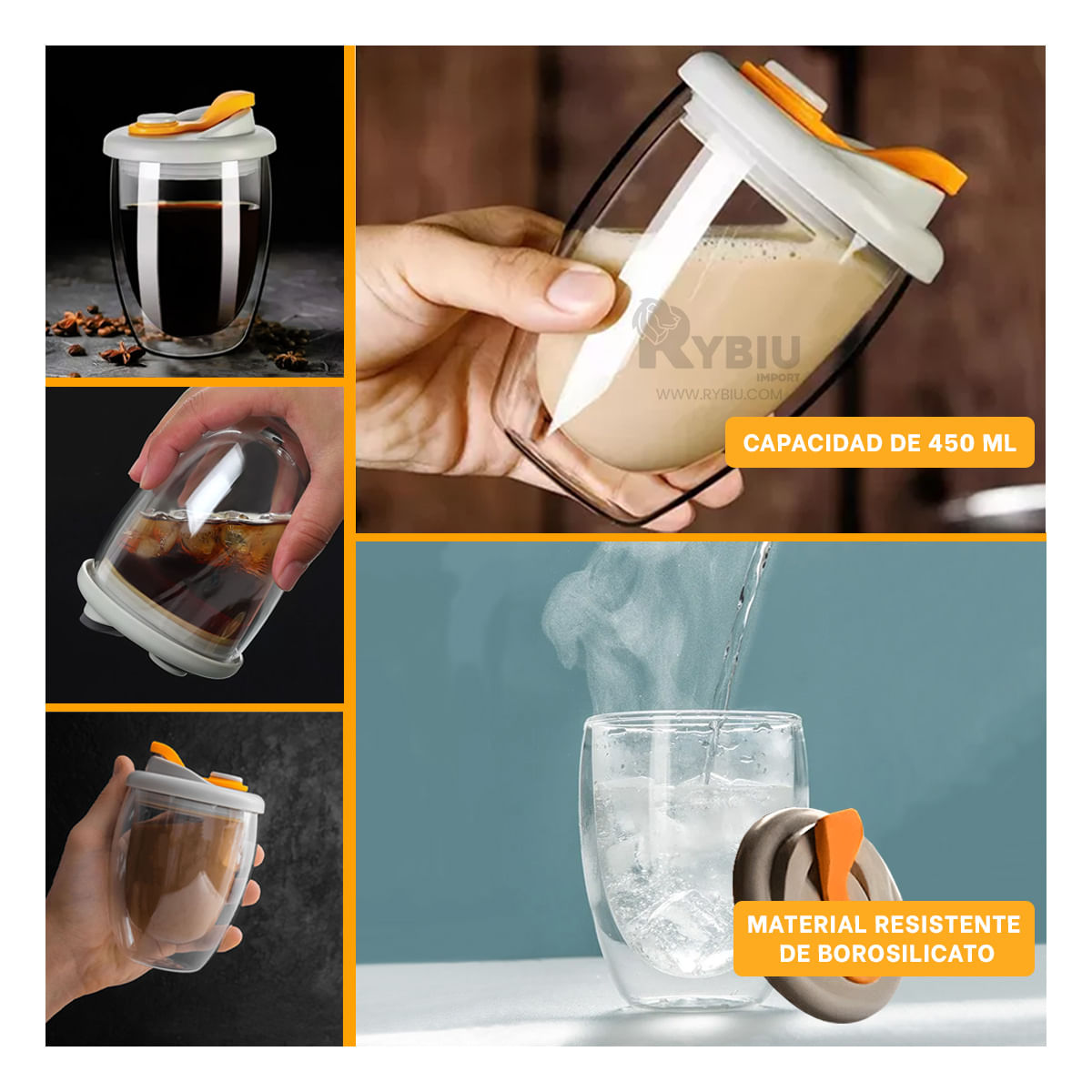 Vaso Versatil en Tapa Plomo con Naranja Y+Papel de Regalo