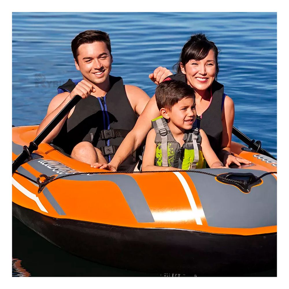 Bote Balsa Inflable Color Naranaja de Tamaño Grande Bote Balsa Inflable Color Naranaja de Tamaño Grande