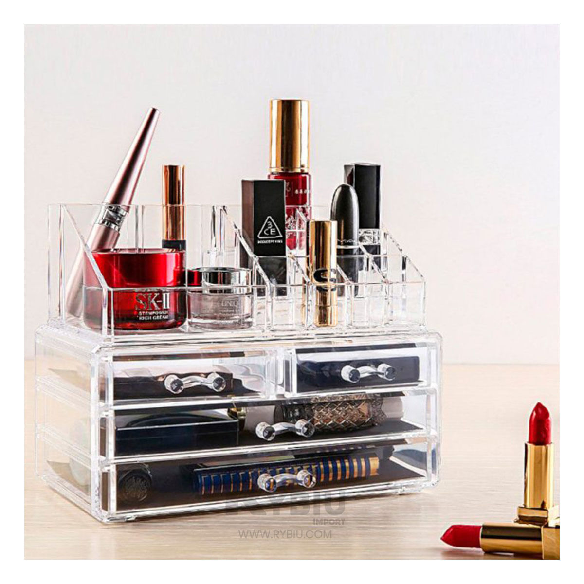 Organizador de 4 Cajones Transparente Y+Papel de Regalo