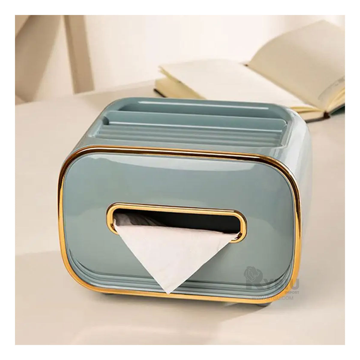 Caja con Compartimentos para Pañuelos en Celeste Y+Stickers