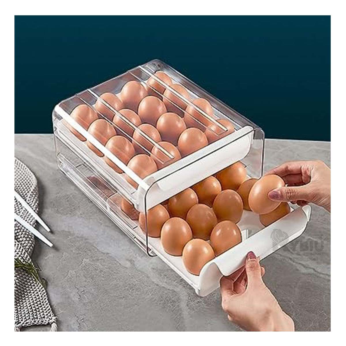 Organizador Doble Acrilico para Huevos en Blanco
