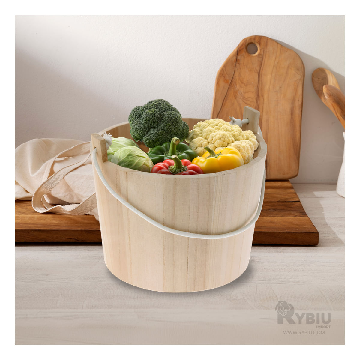 Cubeta con Agarradera Moderna en Tono Madera Y+Agendita