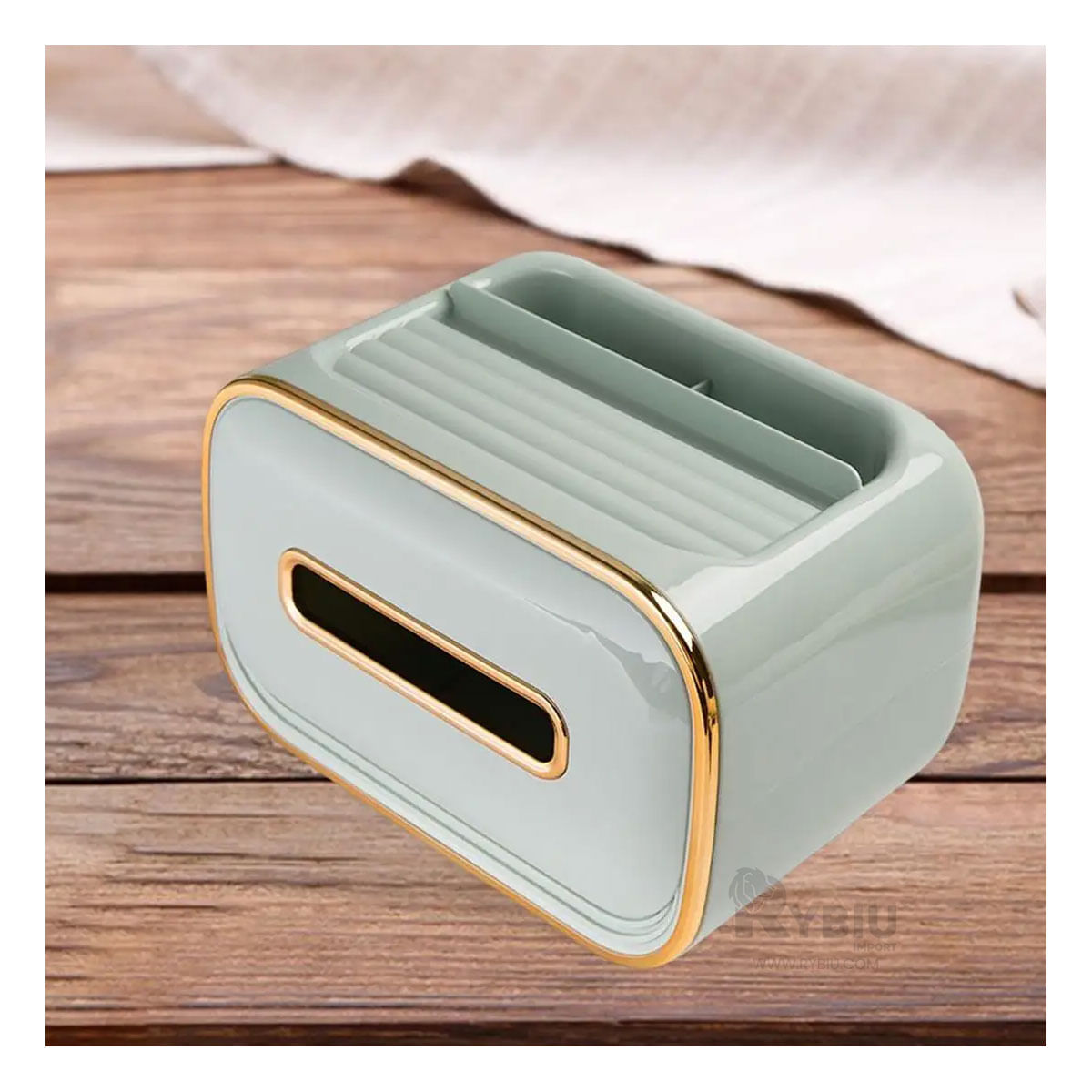 Caja con Compartimentos para Pañuelos en Verde Y+Stickers