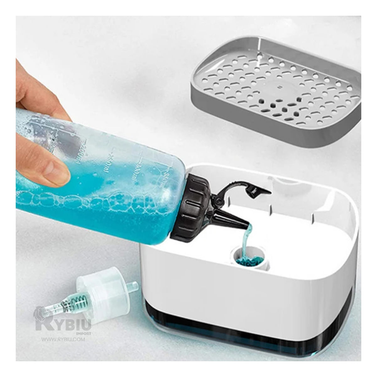 Dispensador Integrado de Jabon Blanco Y+Stickers