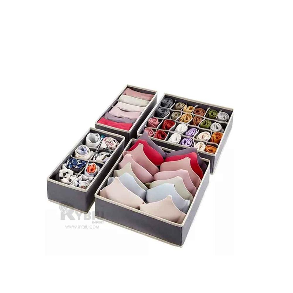 Set de 4 Organizadores de Cajon de Plomo con Borde Beige