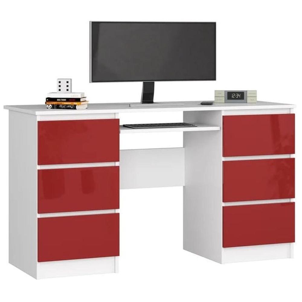 Escritorio de Melamina Gerencial Blanco-Rojo 135cm Escritorio de Melamina Gerencial Blanco-Rojo 135cm