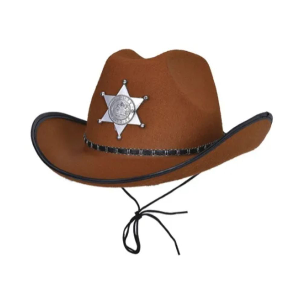 Sombrero Vaquero Disfraz Sheriff Color Marrón