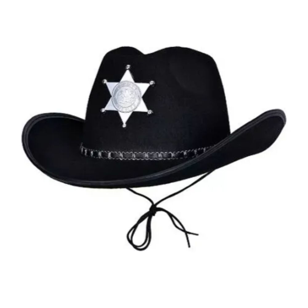 Sombrero Vaquero Disfraz Sheriff Color Negro