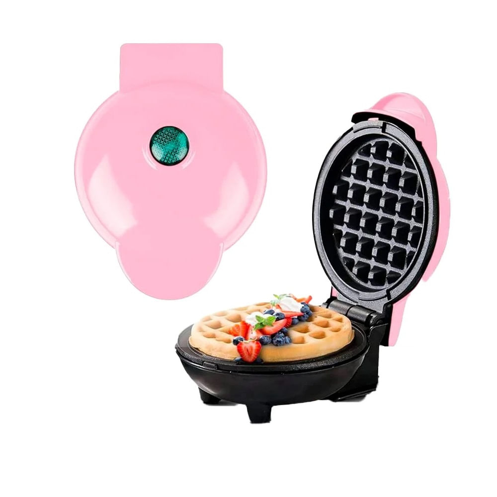 Mini Waflera Portatil Electrica Antiadherente Rosa