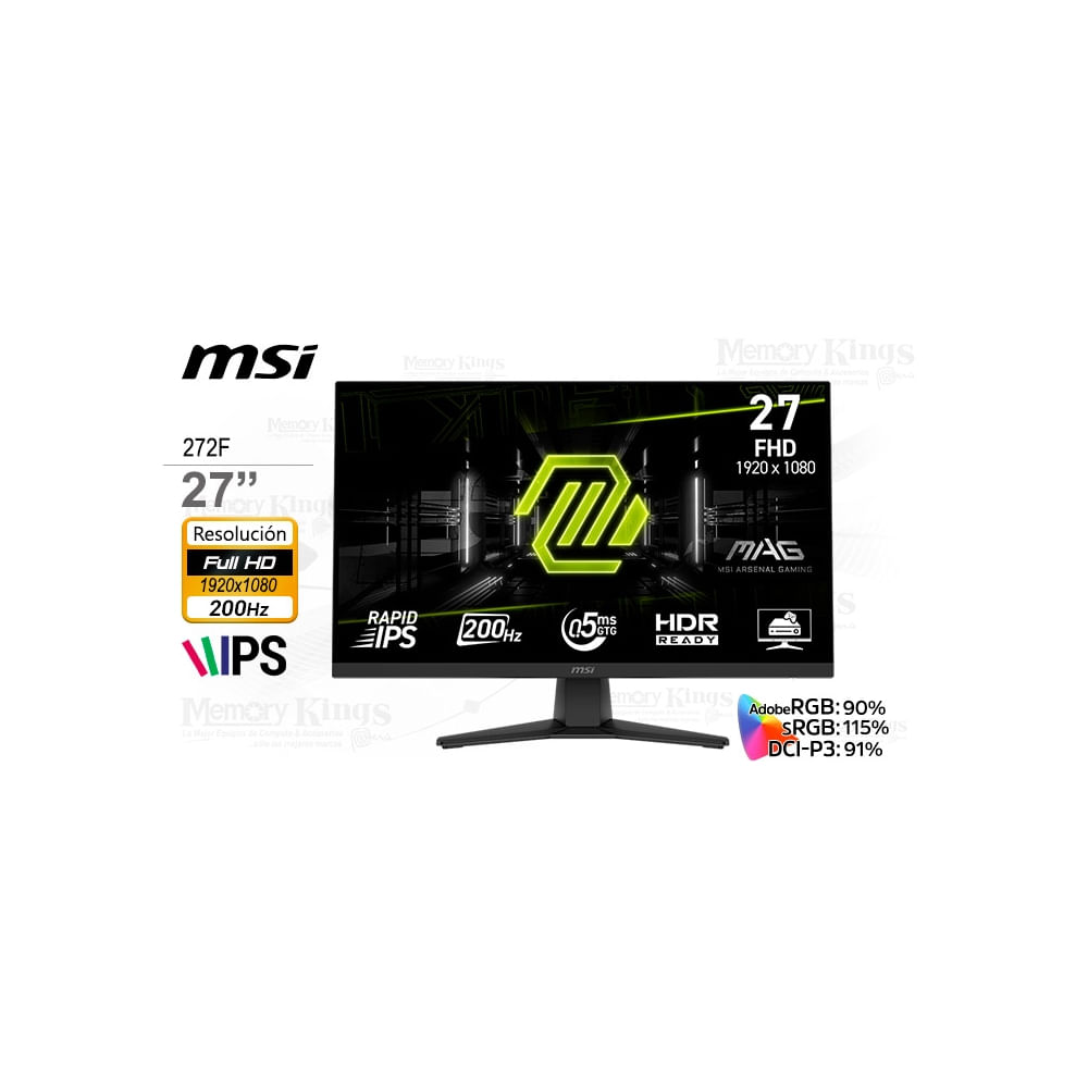 Monitor MSI MAG 272F de 27"" FHD, pantalla IPS, 200Hz, 0.5ms, ideal par